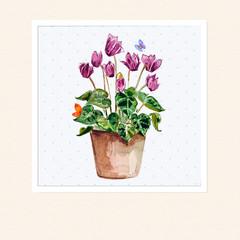 home flowers in a vase. watercolor