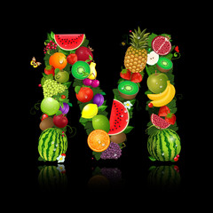 Juicy fruit in the form of letter m