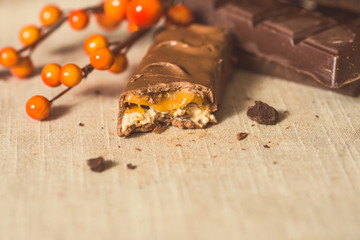 chocolate on brown napkin