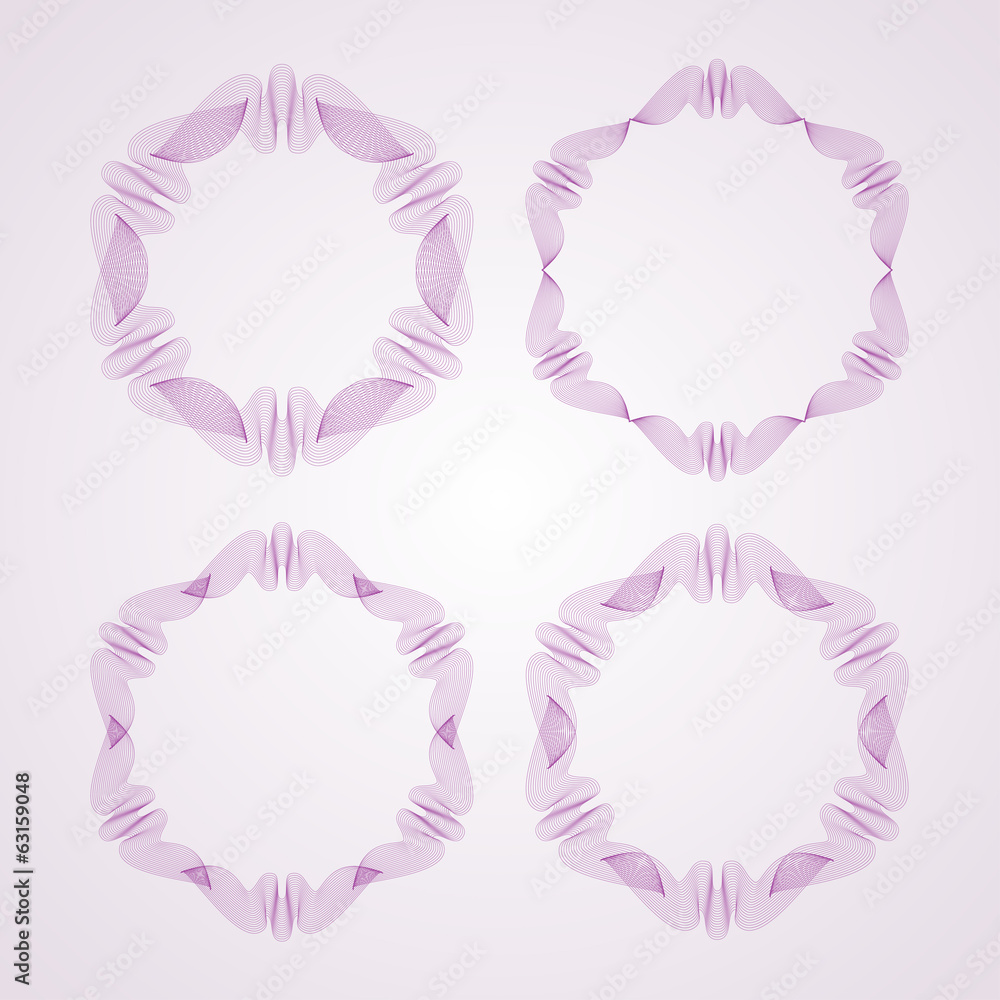 Poster set of vector round guilloche rosettes