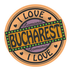 Grunge color stamp with text I Love Bucharest inside