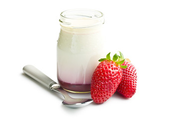 yogurt in jar with strawberry