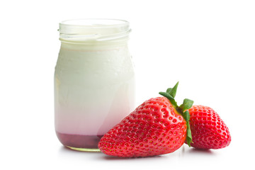 yogurt in jar with strawberry