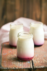 fruity yogurt in jar