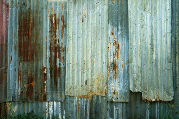 Fototapeta na wymiar Rusty corrugated metal wall texture background