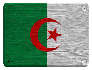 Algeria flag painted on wooden tag