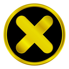 Obraz premium Gold delete sign button