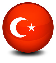 Obraz premium A soccer ball with the flag of Turkey