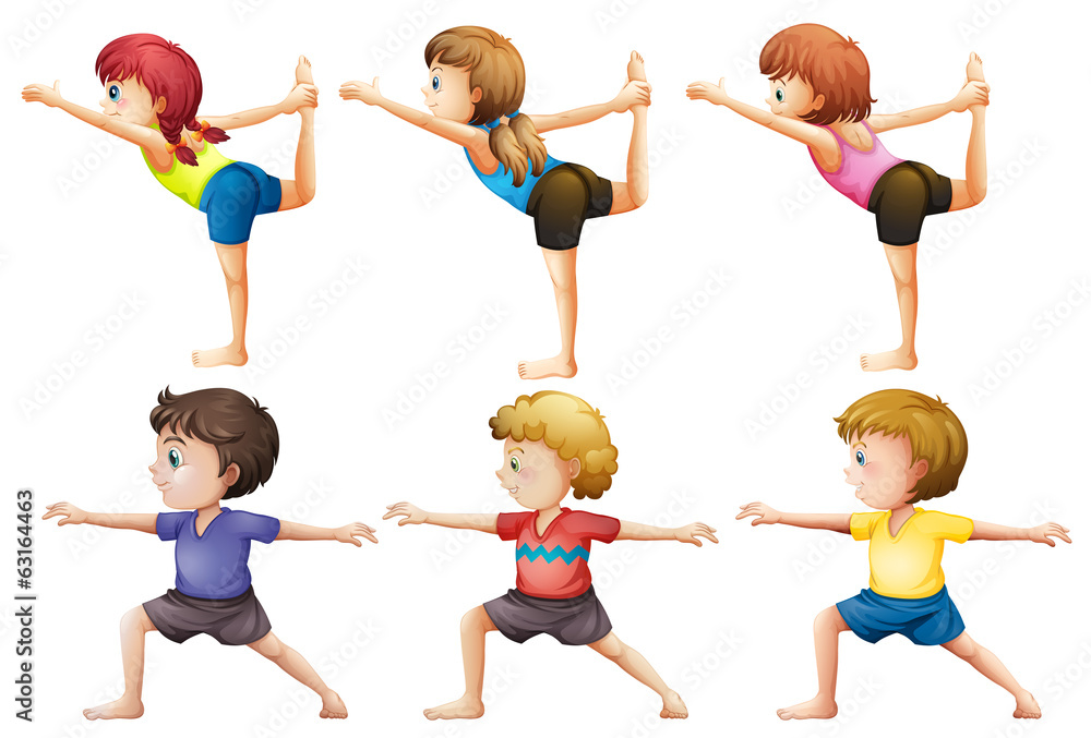 Poster girls and boys doing yoga