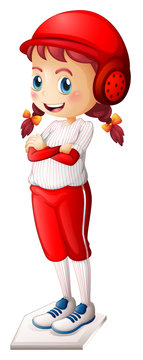 A young female baseball player