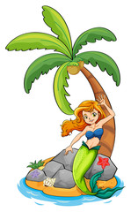 Obraz na płótnie Canvas A mermaid near the coconut tree