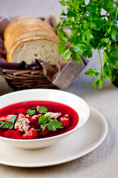 plate of red borscht