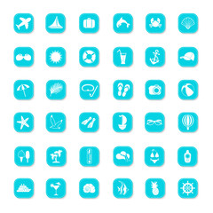 Summer blue icons on a white background