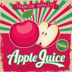 Colorful vintage Apple Juice label poster vector illustration - 63167228