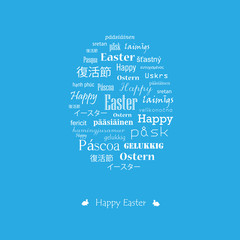 Easter card with greetings in various languages