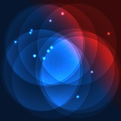 Abstract circle red blue background with sparks