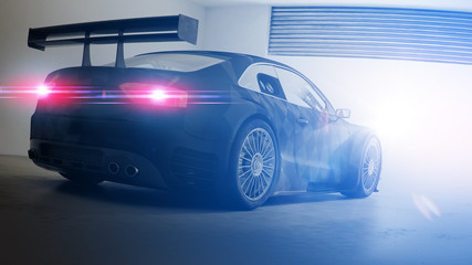 Tourenwagen Rennwagen in Garage 3D