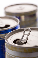Aluminum cans closeup picture