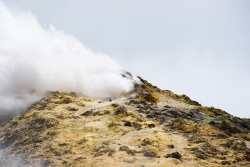 on the top of etna volcano in sicily southern italy