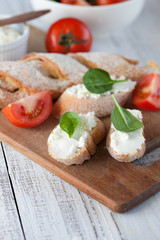 Baguette and cream cheese