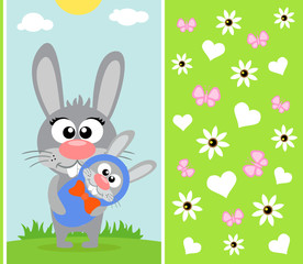 Mother's day background card with rabbit