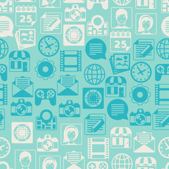 Seamless pattern with web and mobile icons.