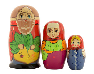 Nested dolls grandfather, grandmother and granddaughter