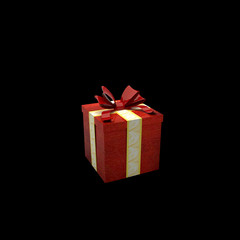 gift box red isolated on black background for christmas