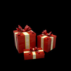 gift box red isolated on black background for christmas