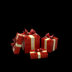 gift box red isolated on black background for christmas