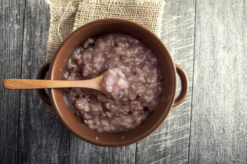 Rice pudding in the baking dish
