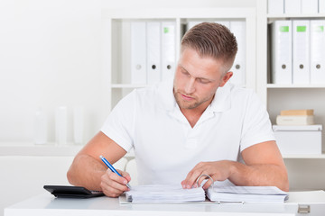Businessman working at his desk in the office
