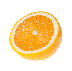 Half orange fruit on white background