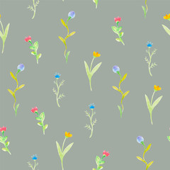 watercolor flowers  spring seamless pattern