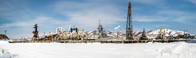 Naval vessels on the Petropavlovsk-Kamchatsky port