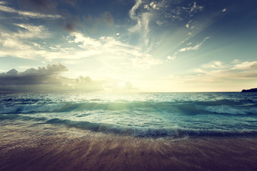 sunset on Seychelles beach © Iakov Kalinin