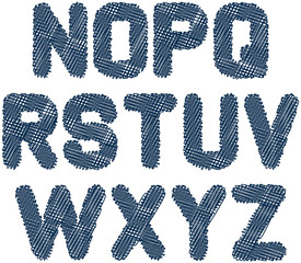 sketched alphabet from letter N to letter Z