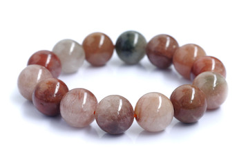 Carnelian necklace isolated on white