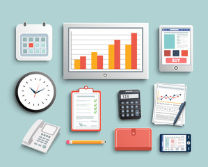 Workplace office and business work elements set