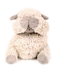 Toy lamb, has closed eyes. Old handwork