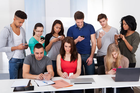 University Students Using Mobile Phones