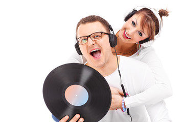 Young couple and music