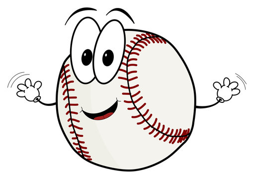 Happy cartoon baseball character