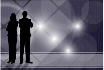 silhouettes of businessmen on an abstract background