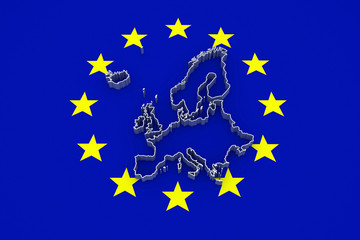 Obraz na płótnie Canvas three-dimensional map of Europe.