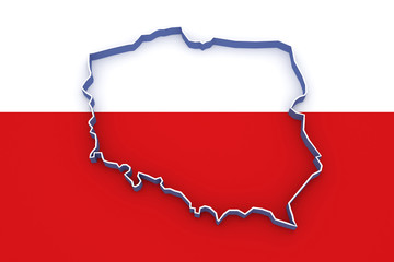 Three-dimensional map of Poland.