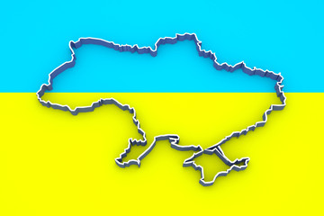 Three-dimensional map of Ukraine.