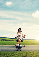 Fototapeta premium woman and small lazy man