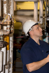 Engineer with hard hat in power plant