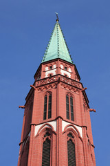 Fototapeta na wymiar Turm der alten Nikolai Kirche, Frankfurt
